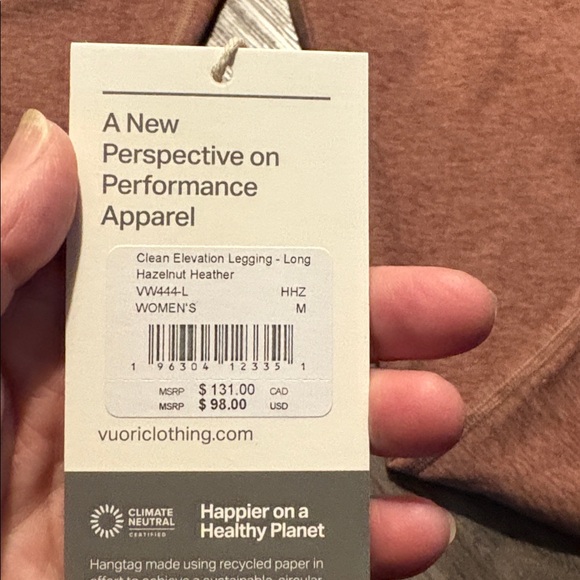 EUC Vuori Hazelnut Heather Clean Elevation Leggings - Long (Size Medium) - Picture 5 of 10